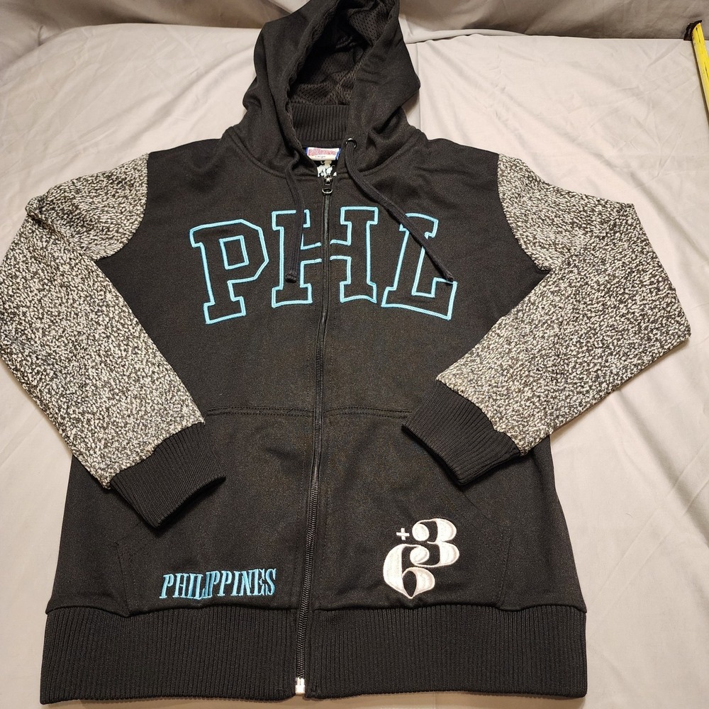 Phillipines PHL Jacket Sz Large Black Embroidered Casual‎ Sporty EVERYDAY Unisex